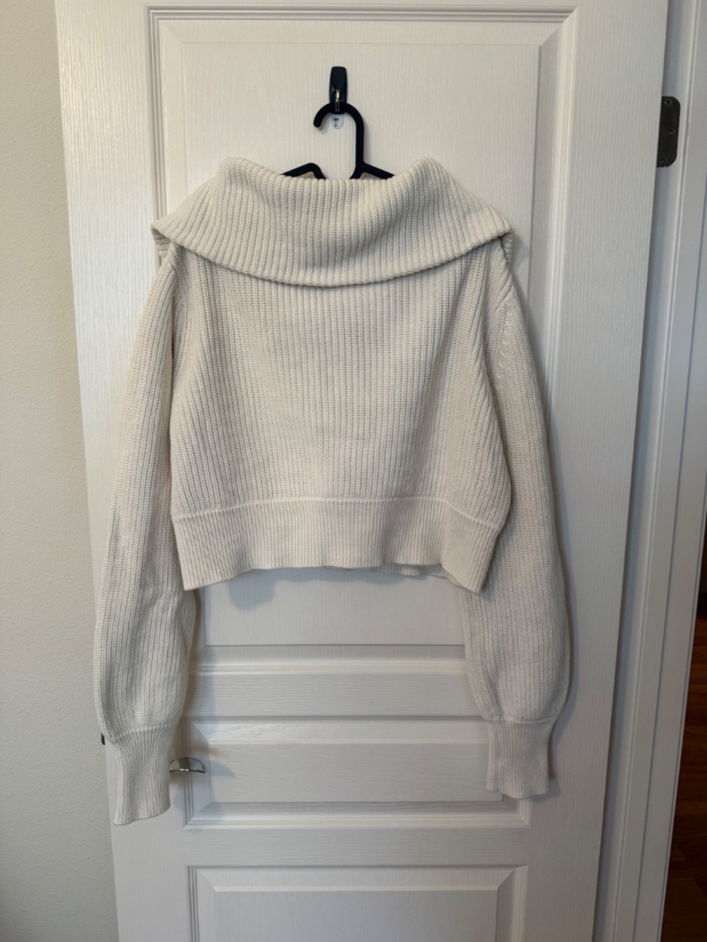 Varley Mentone Half Zip Knit Sweater Pullover Cream Egret Cropped Small - Picture 2 of 9